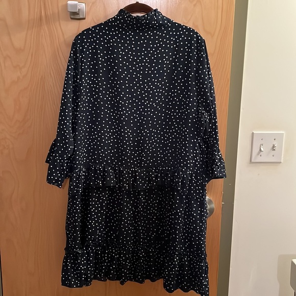 Forest Green Polka Dot Mini Swing Shift Dress - Size XXL - Picture 2 of 7